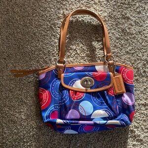 Coach Leah Multicolor Polka Dot Signature Shoulder Bag
